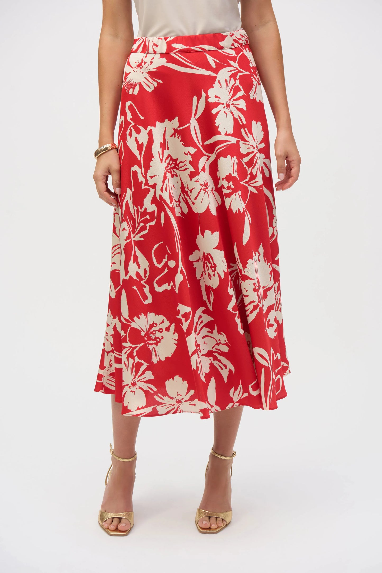 Joseph Ribkoff Satin Floral Print A-Line Skirt
252176