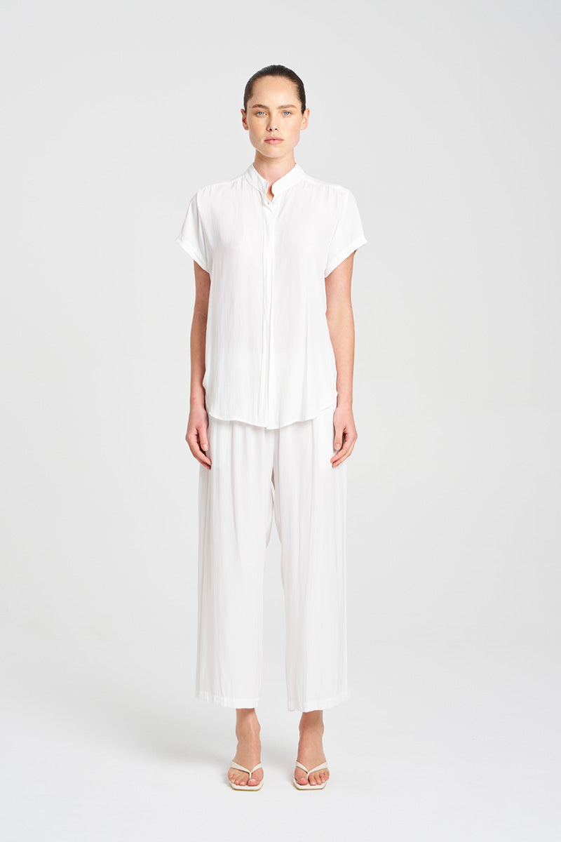 Mela Purdie Soft Stand Shirt F67 8629 - WHITE