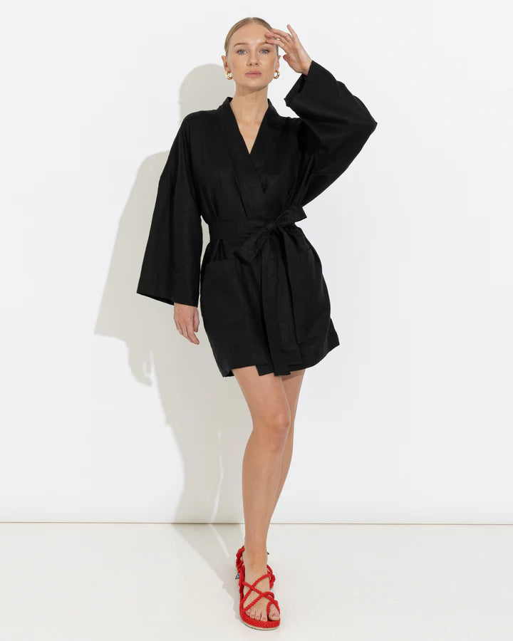 Sara Fox Havana Robe Dress - Black