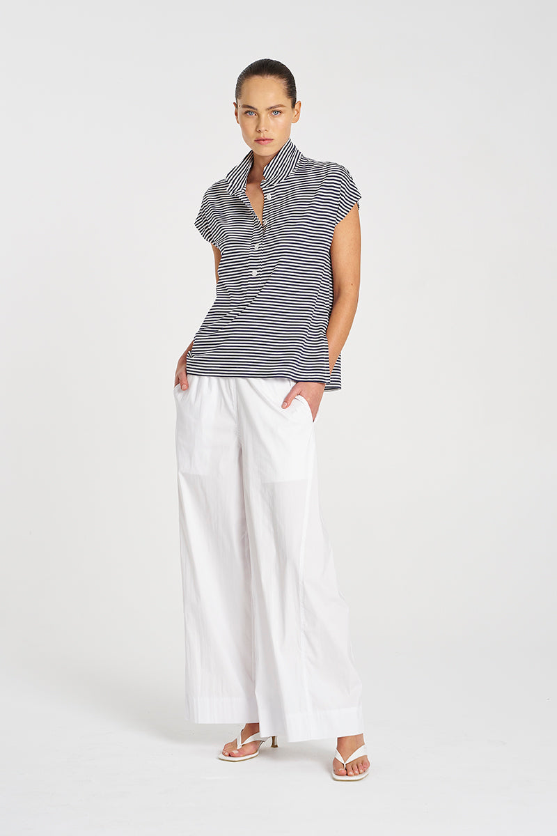 OCTOBER PRE ORDER Mela Purdie Henley Tank F538 8755 - Yacht Stripe Jersey