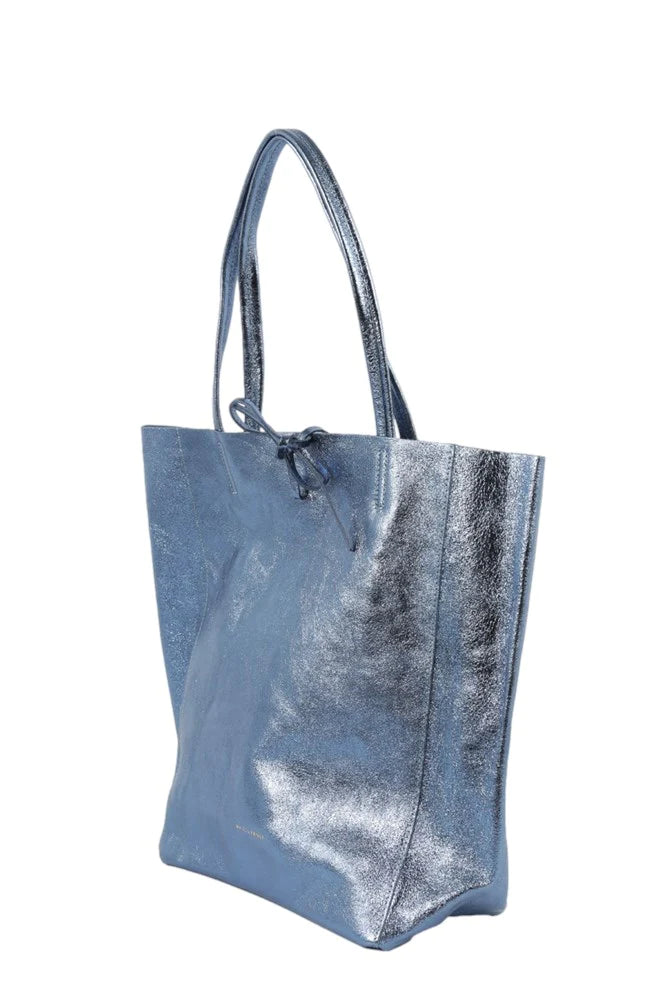Maison Fanli Large Tote - Metallic Blue Jeans