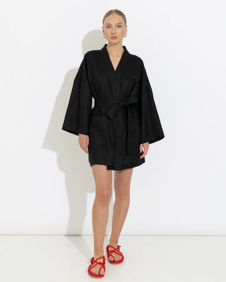 Sara Fox Havana Robe Dress - Black