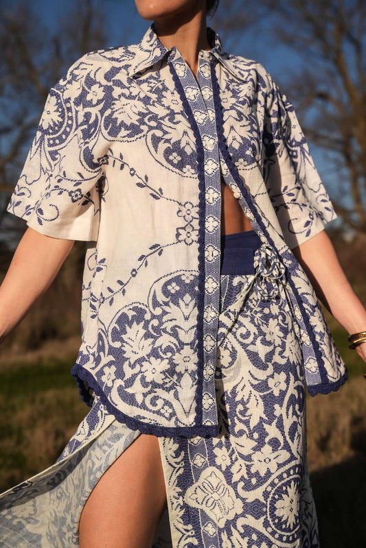 ASTON STUDIO Edie Shirt - ANTIQUE/ ROYAL