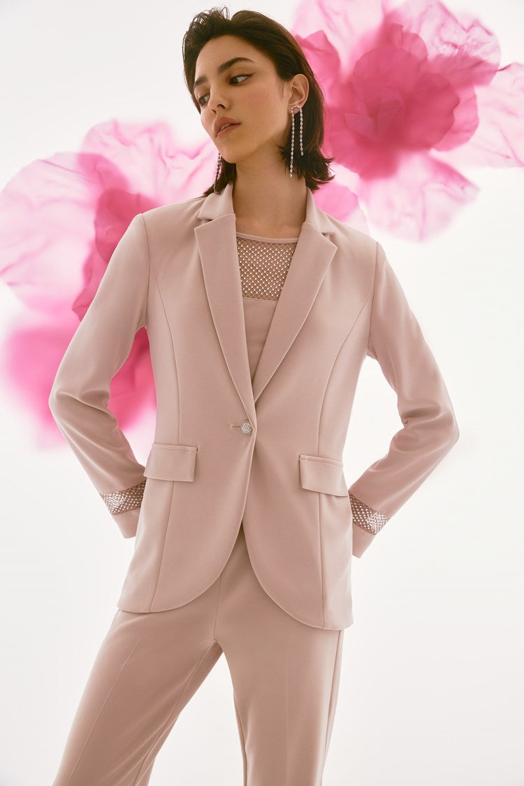 Joseph Ribkoff Silky Knit and Rhinestone Mesh Blazer
243752 - Sand