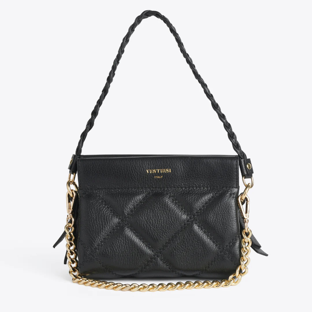 Vestirsi Ella Black Quilted Crossbody Bag