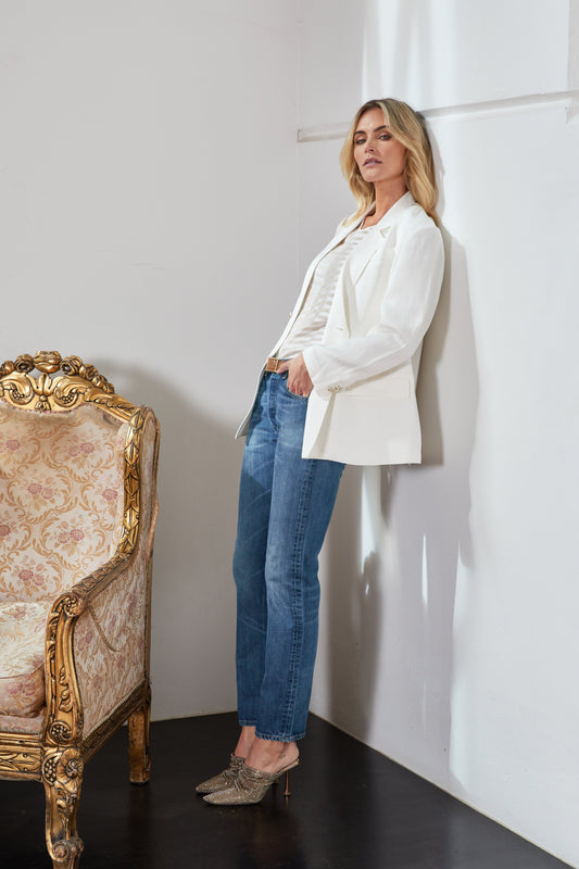 Maud Dainty Hydrangea Blazer - White