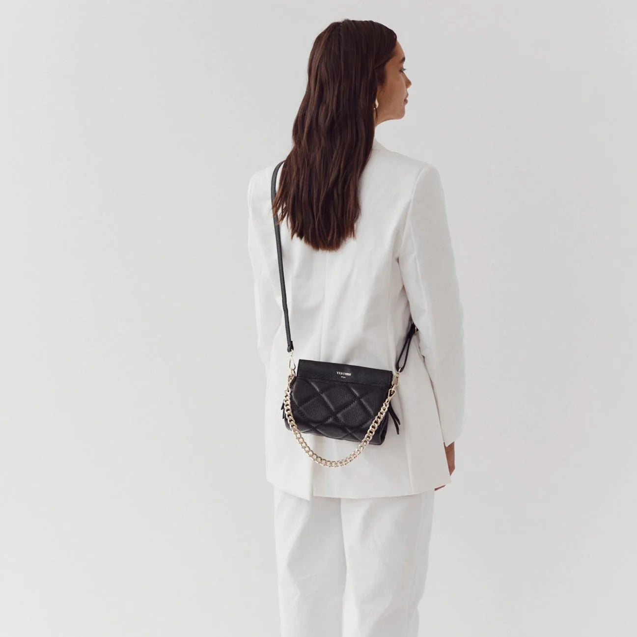 Vestirsi Ella Black Quilted Crossbody Bag