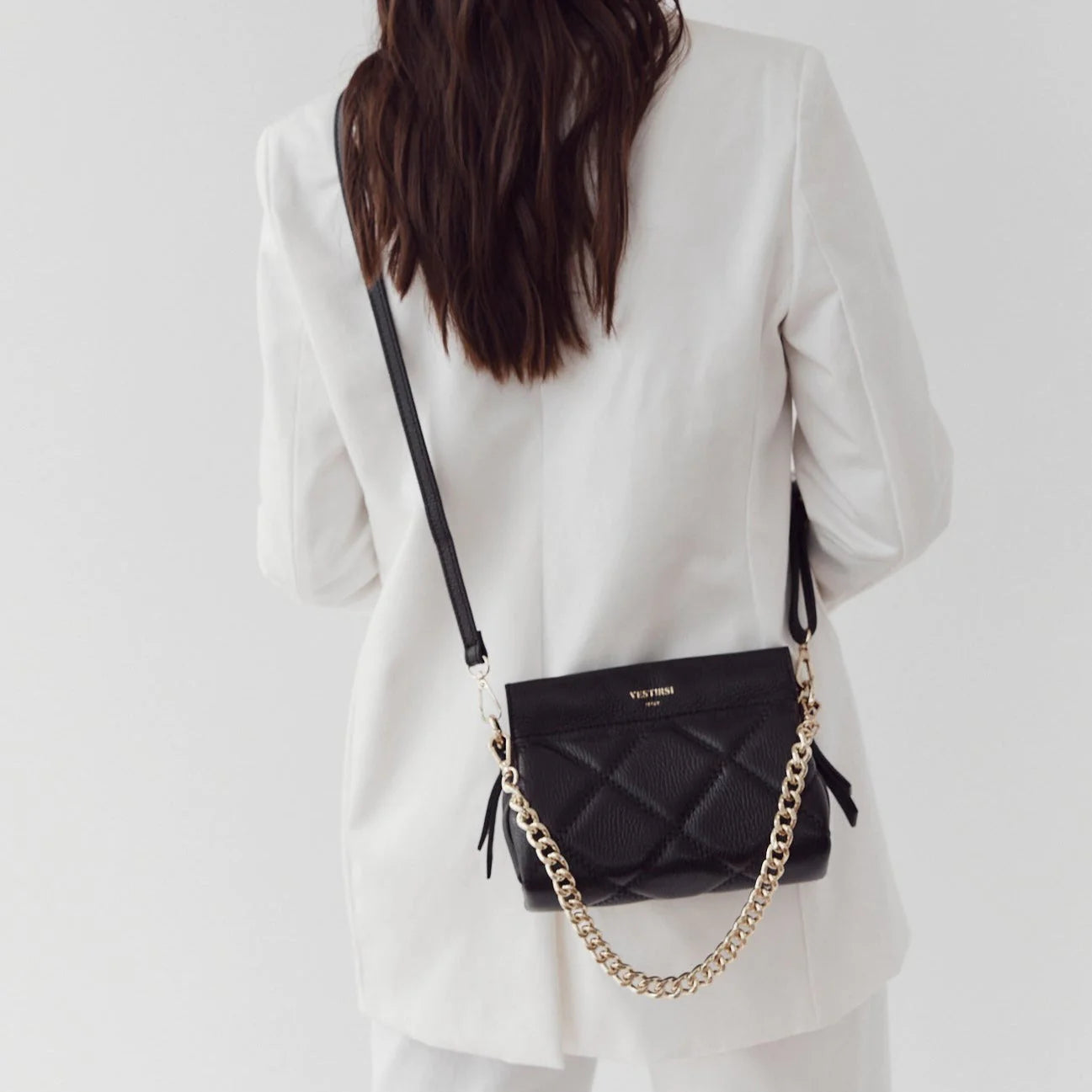 Vestirsi Ella Black Quilted Crossbody Bag