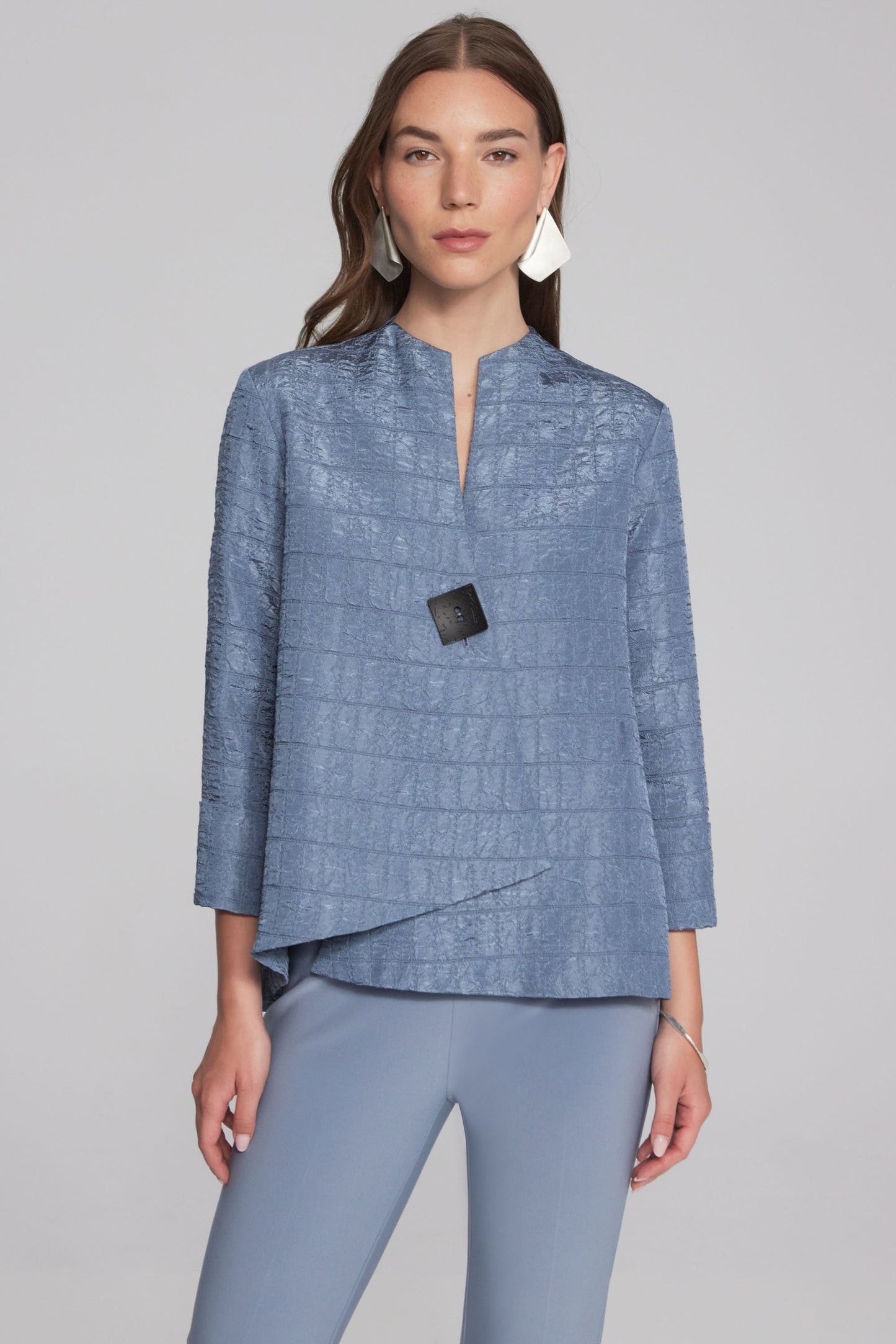 Joseph Ribkoff Textured Woven Jacquard Swing Jacket 233792 - Serenity Blue