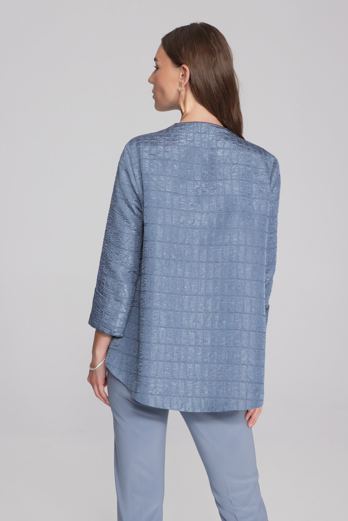 Joseph Ribkoff Textured Woven Jacquard Swing Jacket 233792 - Serenity Blue