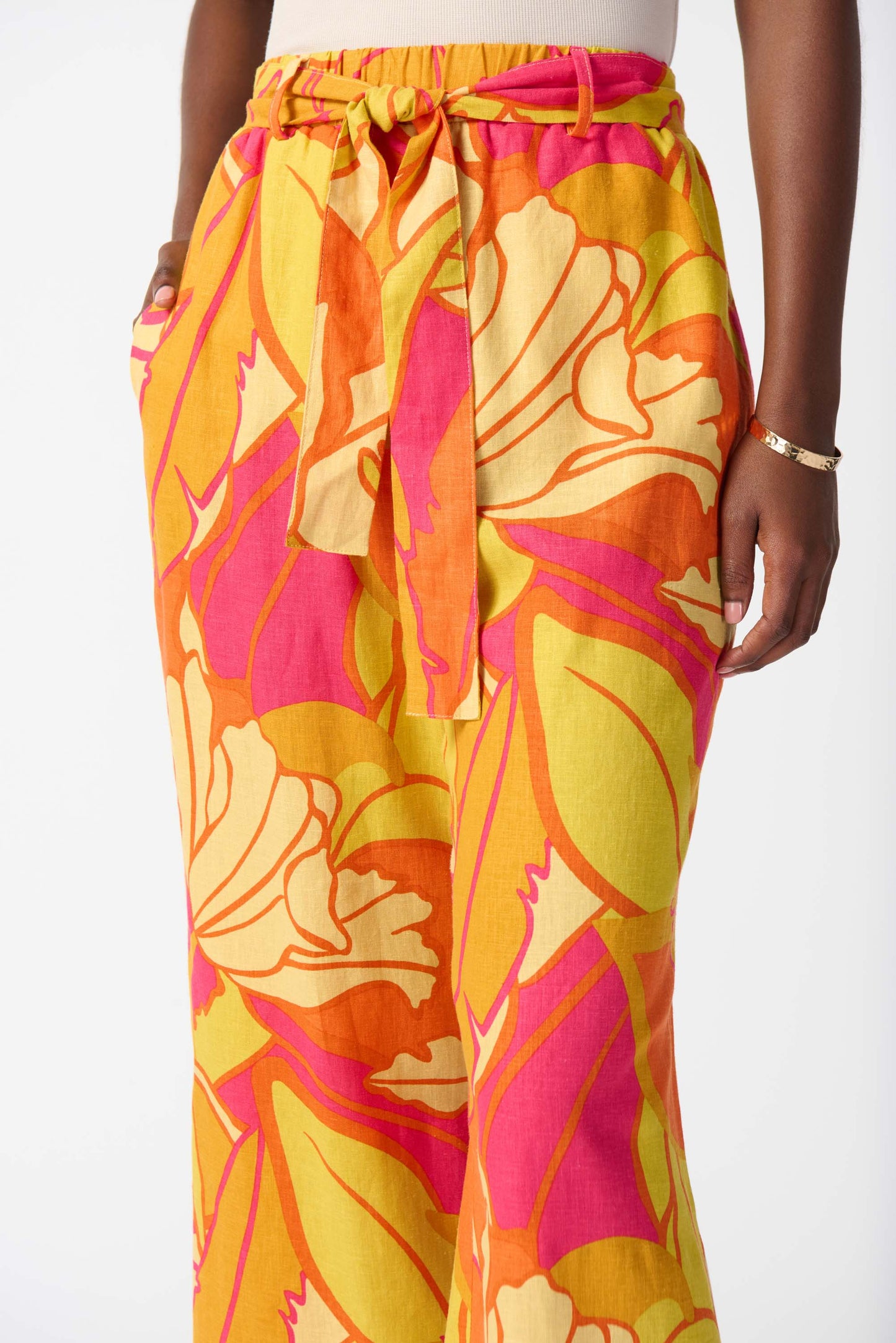 Joseph Ribkoff Linen Blend Wide-Leg Crop Pants 242910