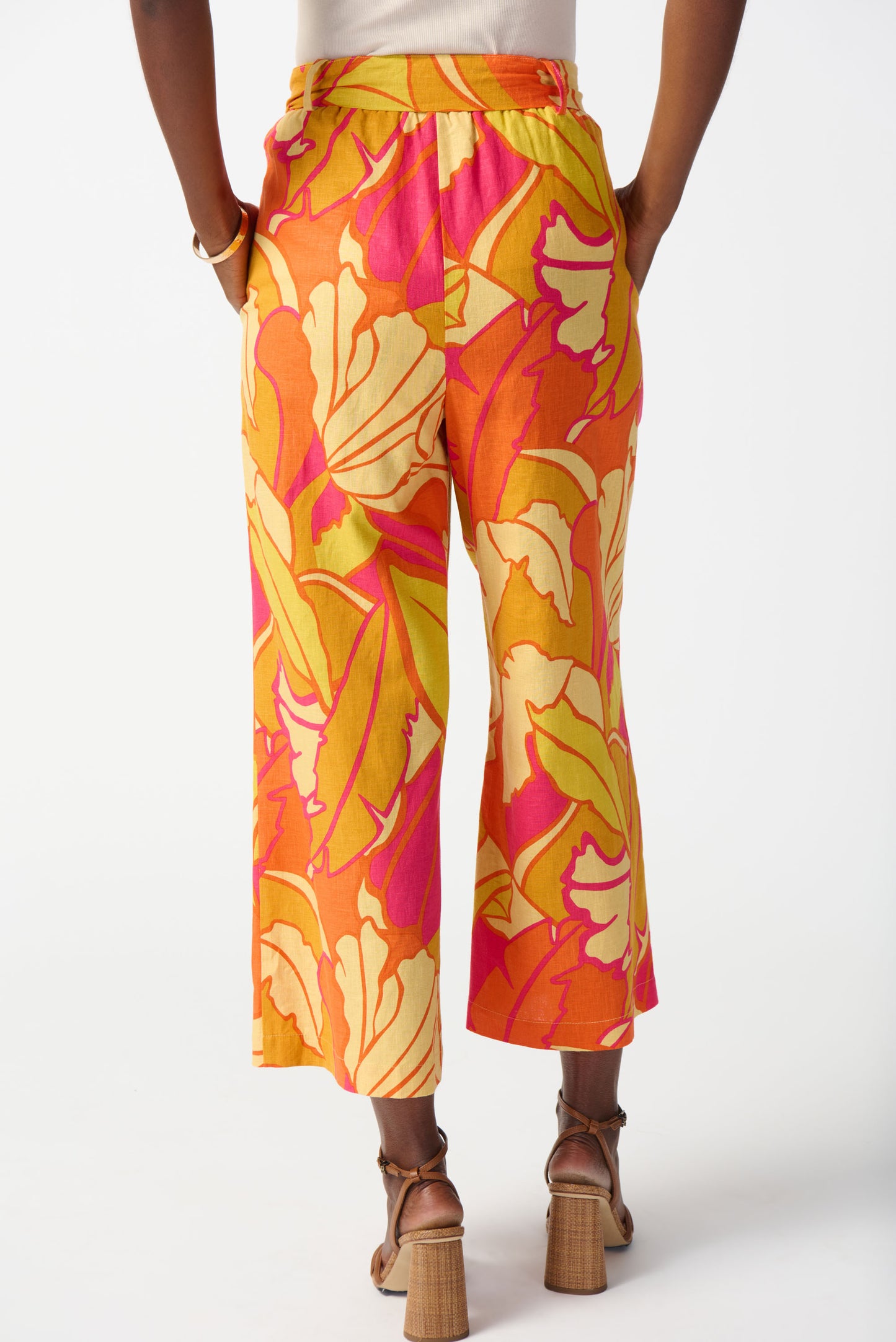 Joseph Ribkoff Linen Blend Wide-Leg Crop Pants 242910