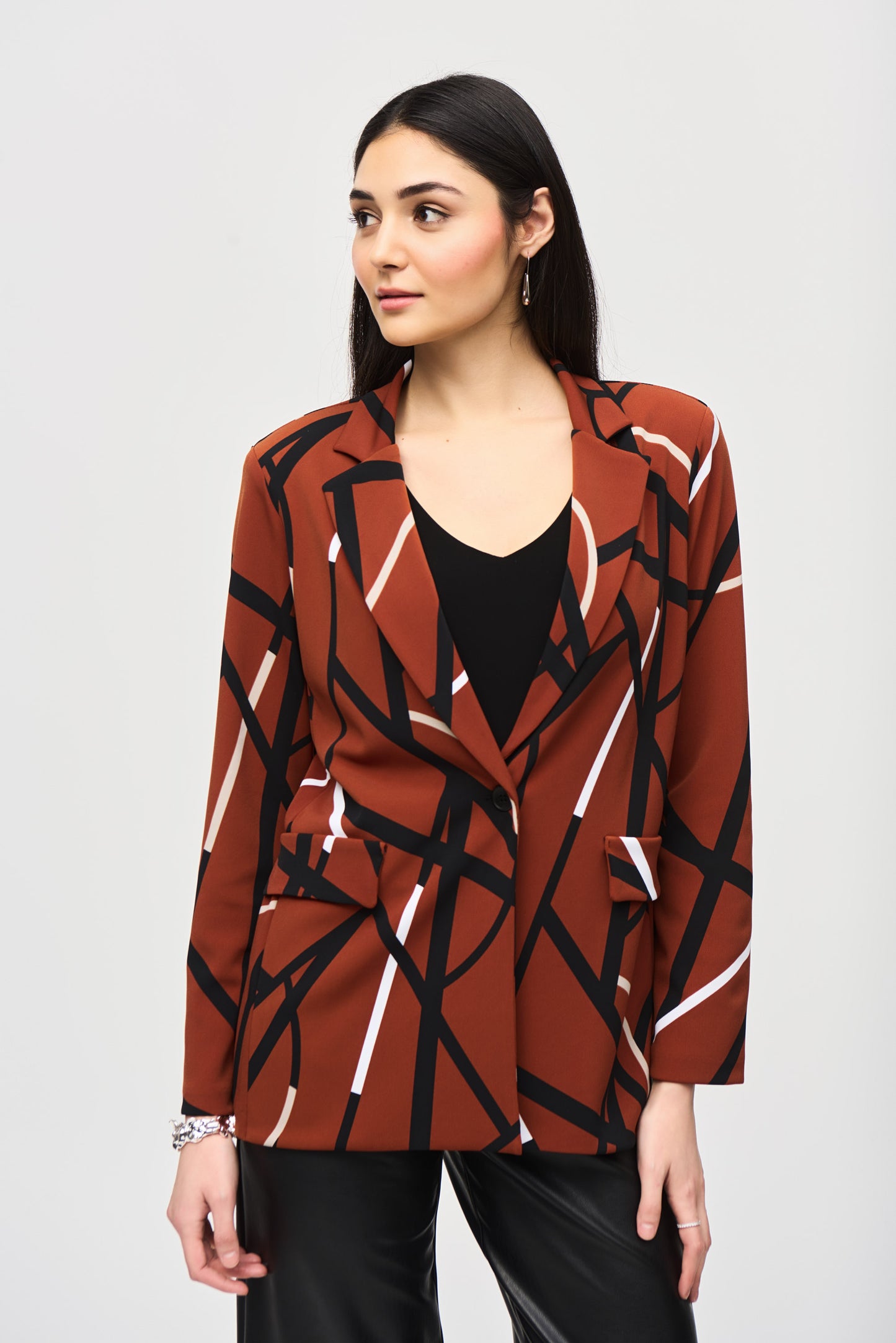 Joseph Ribkoff Silky Knit Abstract Print Blazer 243317