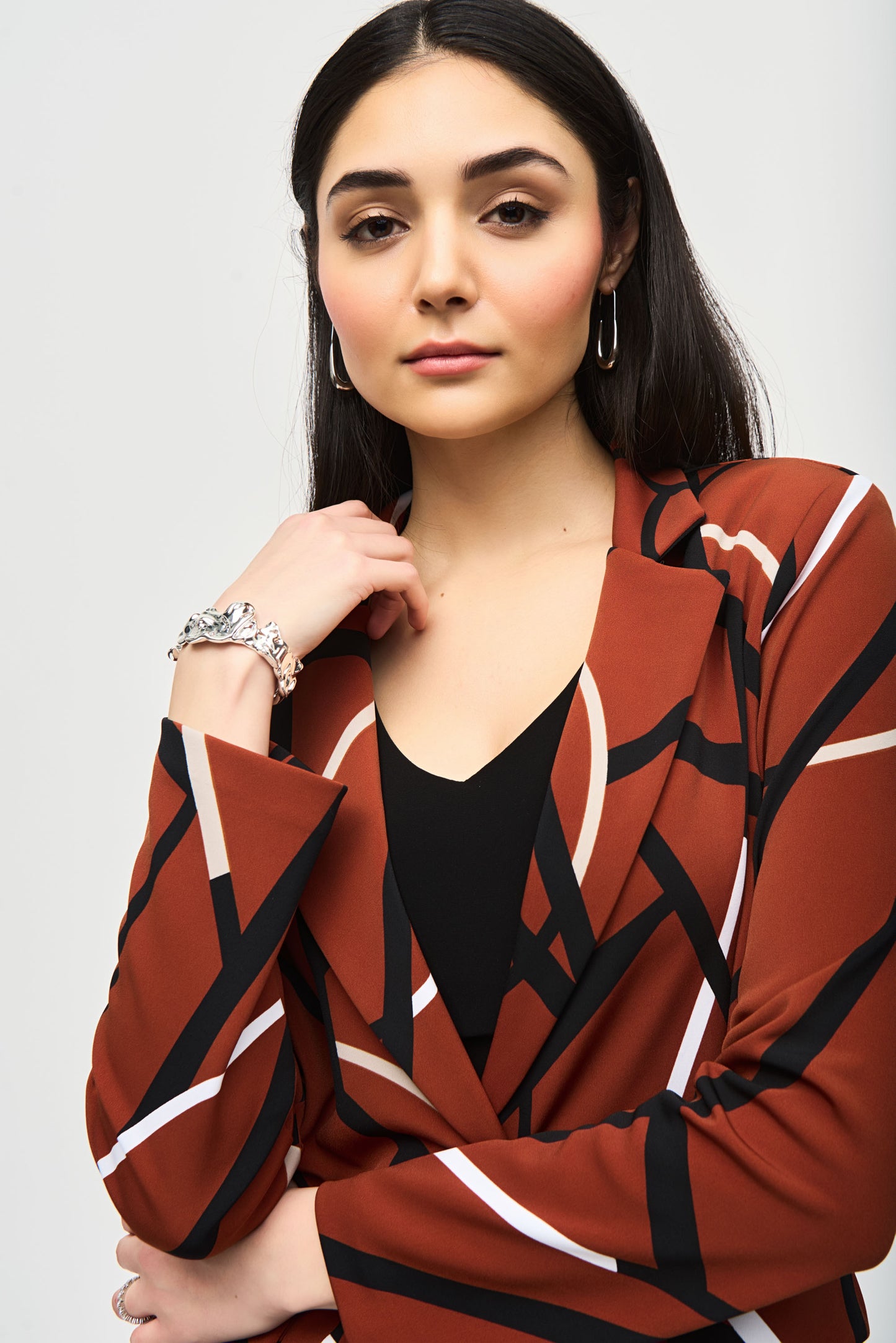 Joseph Ribkoff Silky Knit Abstract Print Blazer 243317