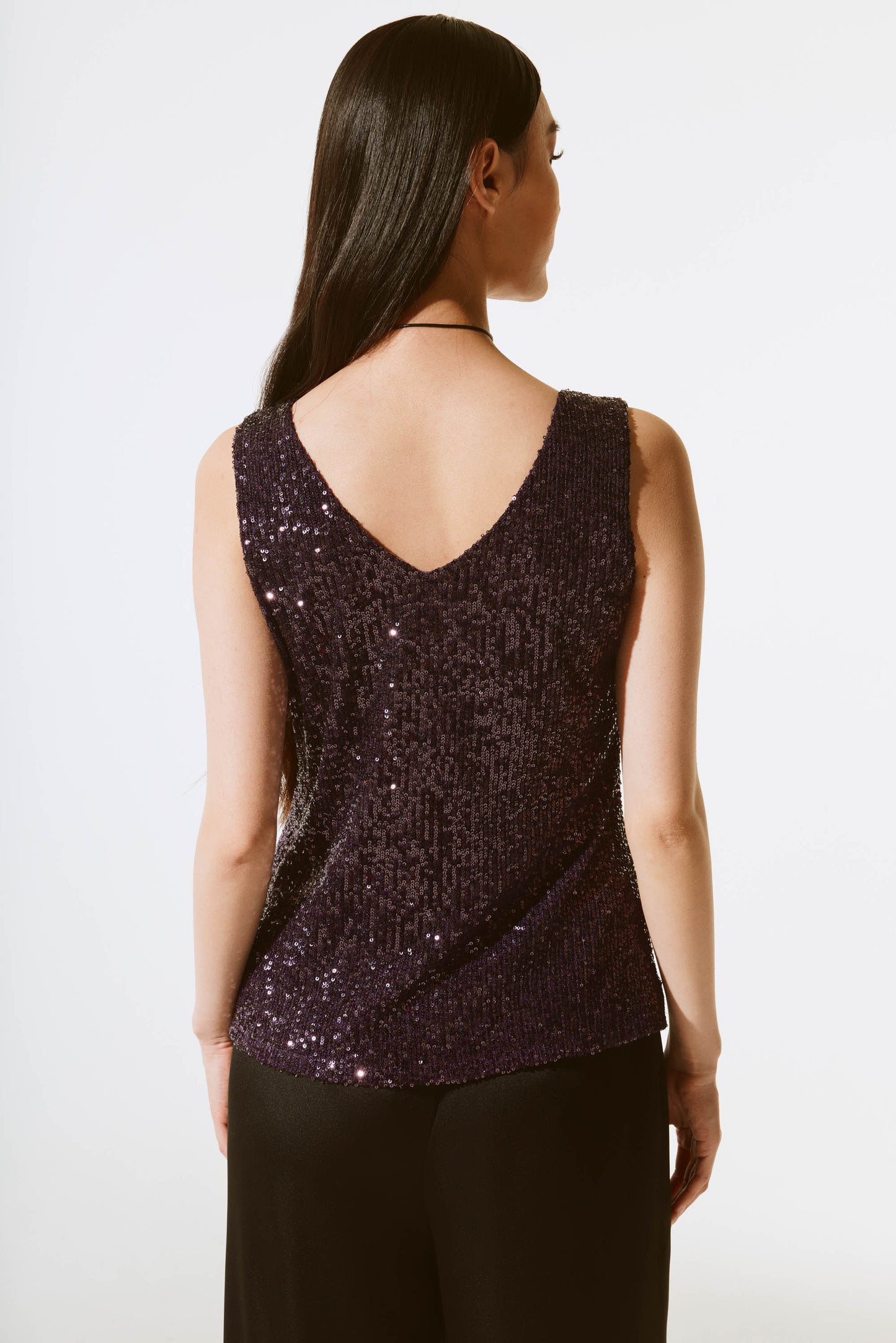 Joseph Ribkoff Sequined Sleeveless Fitted Top 243789