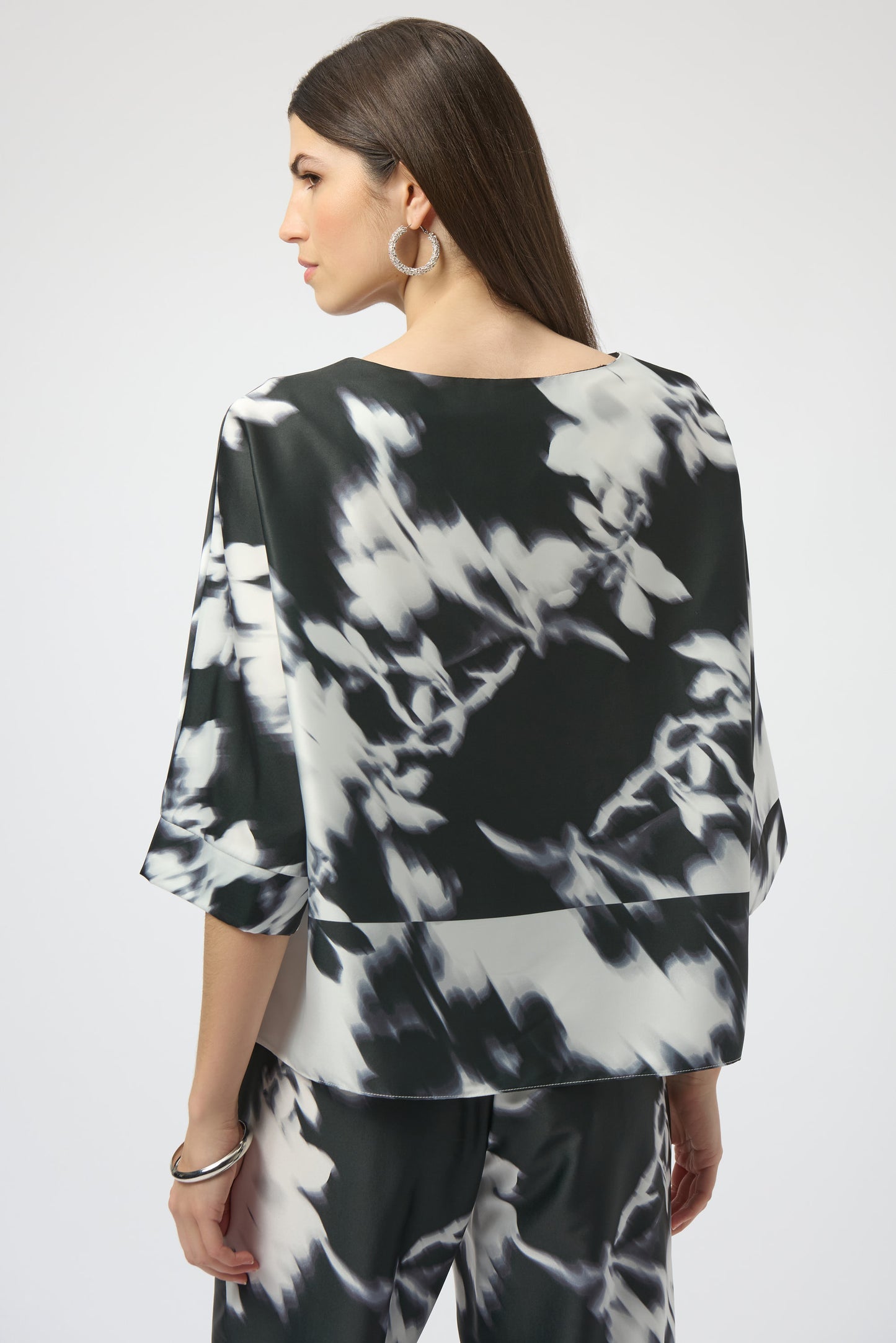 Joseph Ribkoff Recycled Satin Floral Print Boxy Top 254063