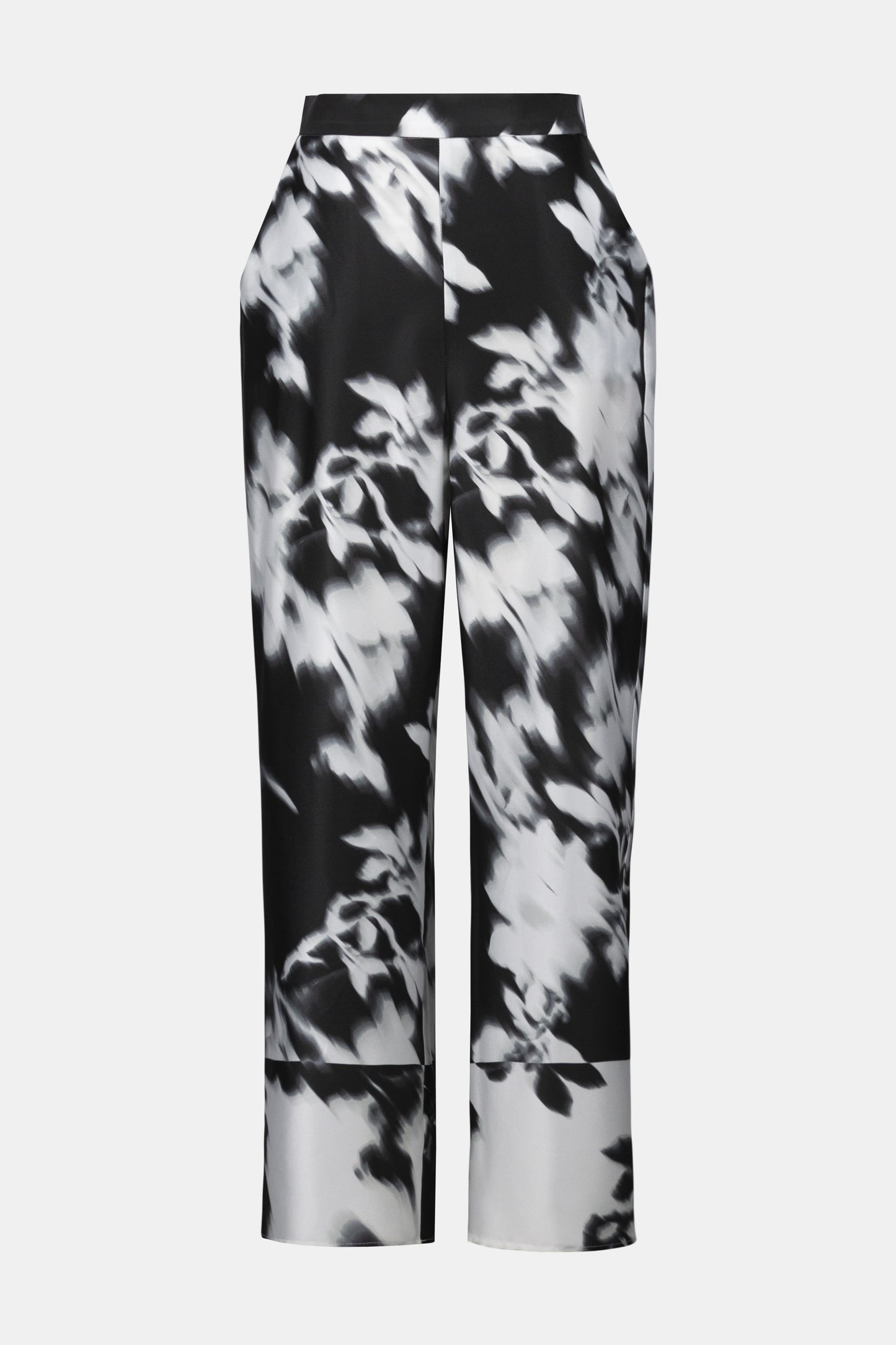 JOSEPH RIBKOFF Recycled Satin Floral Print Wide-Leg Pants 254081