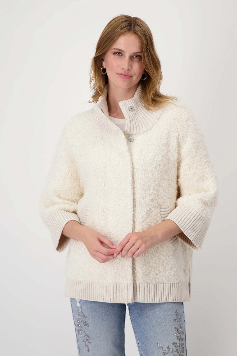 Monari Boucle Stand Up Collar Jacket Style 807906