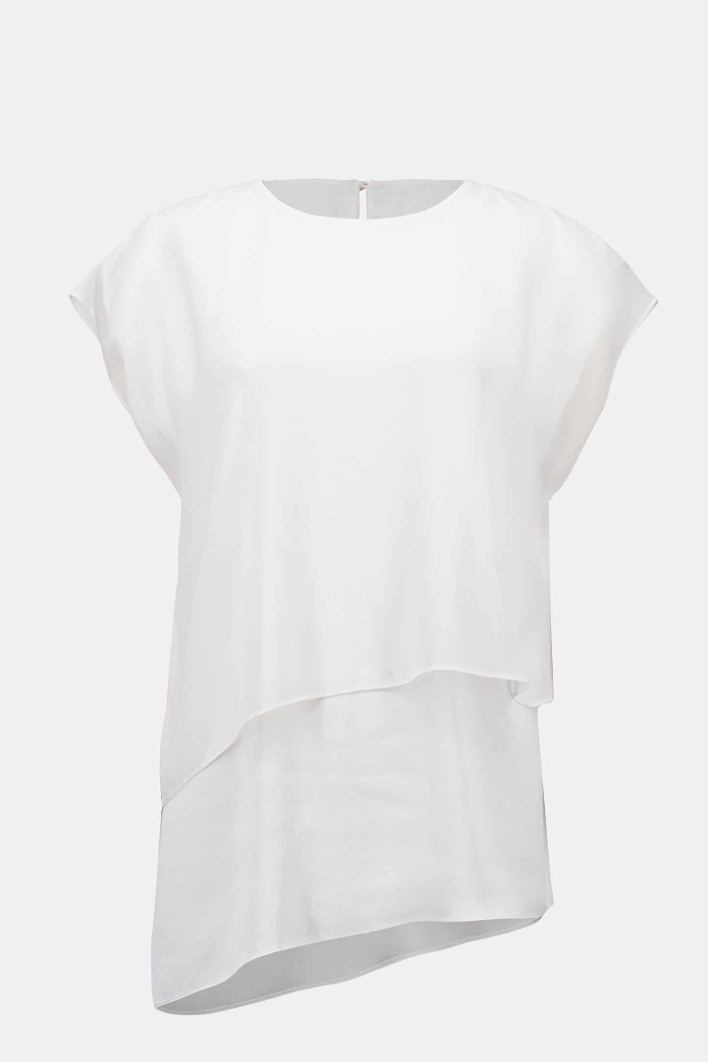 Joseph Ribkoff Recycled Satin & Chiffon Asymmetrical Tunic 261028 - VANILLA