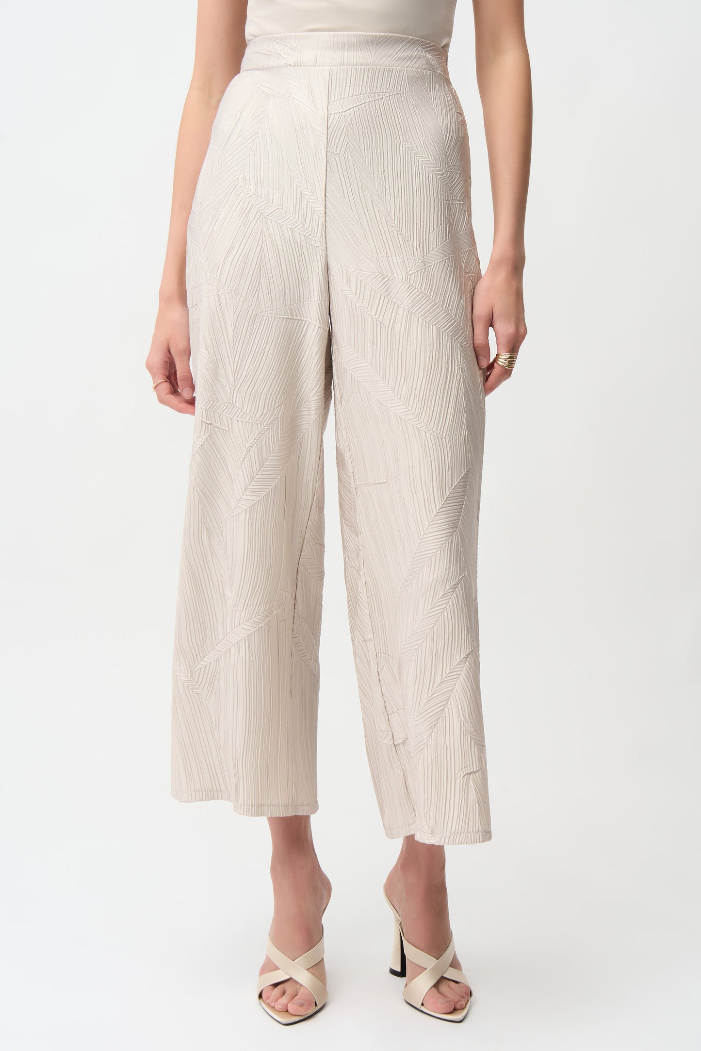 Joseph Ribkoff Pleated Satin Pull-On Culotte Pants 261161 - MOONSTONE
