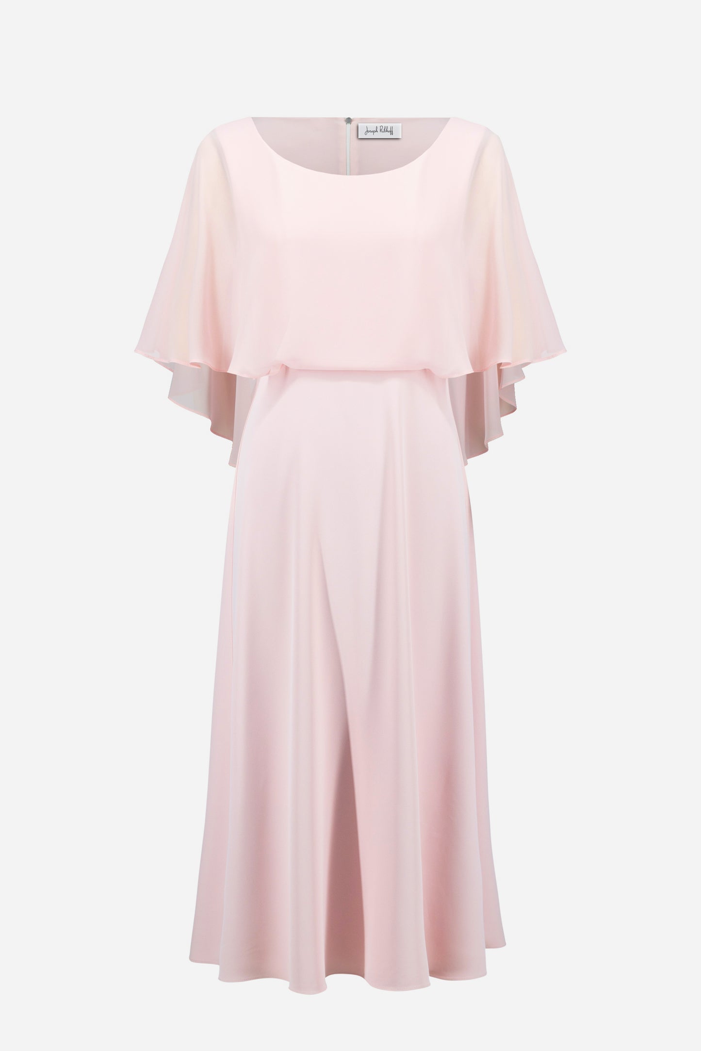 Joseph Ribkoff Woven Twill A-Line Dress With Chiffon Overlay 261708 - PETAL PINK