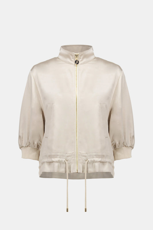 Joseph Ribkoff Satin Boxy Blouson Jacket With Drawstring Hem 261913 - MOONSTONE