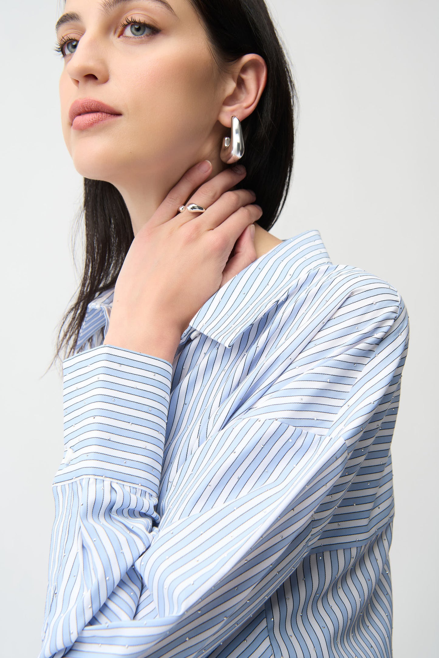 Joseph Ribkoff Tencel Stripe Print Boxy Blouse 261931