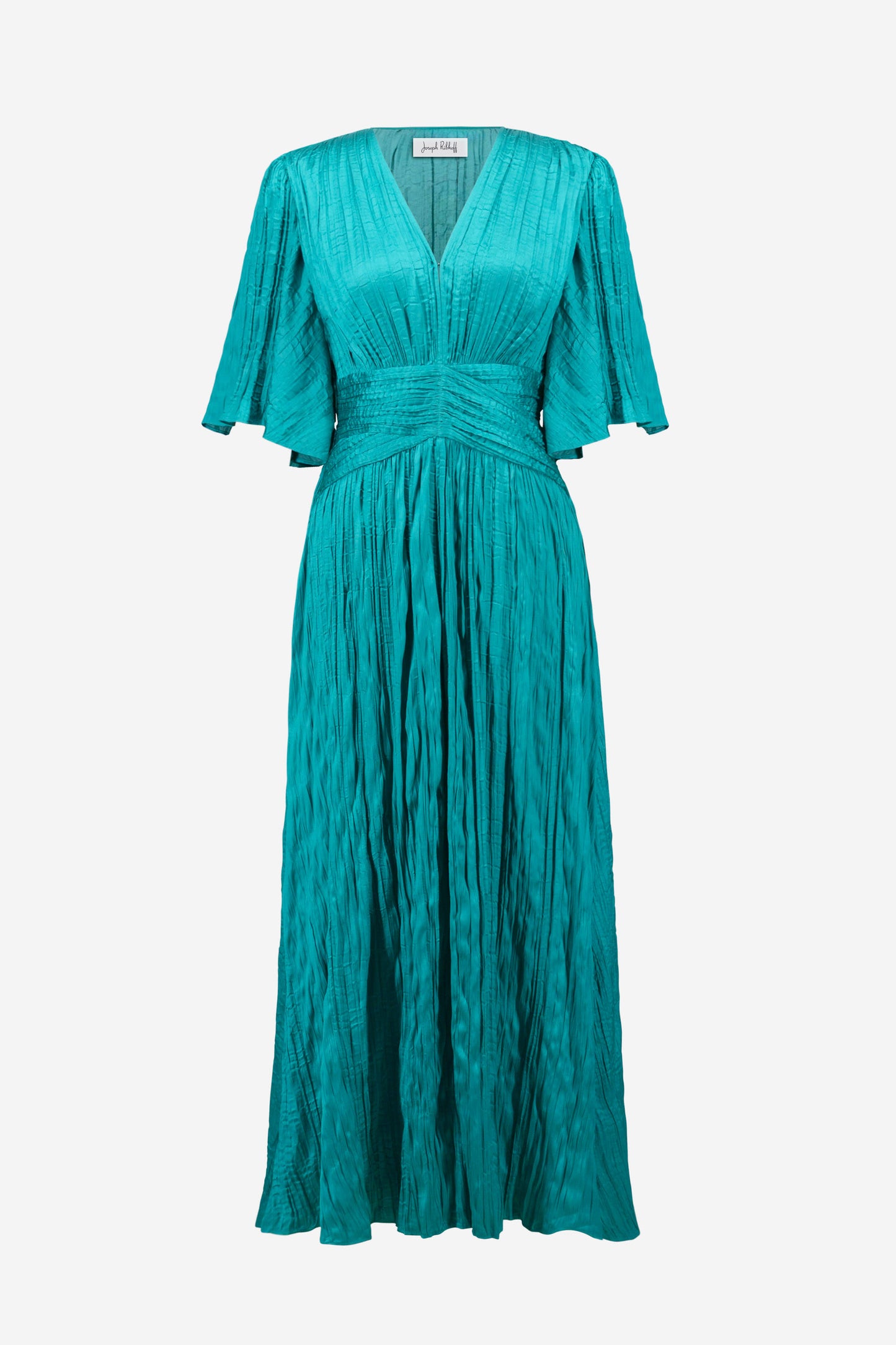 Joseph Ribkoff Satin Fit and Flare Pleated Dress with Knot Waist Detail 261962 - OCEANIC