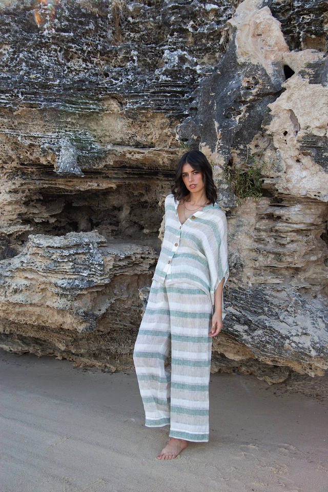 SCANDI & CO Praiano Pant - SAGE STRIPE