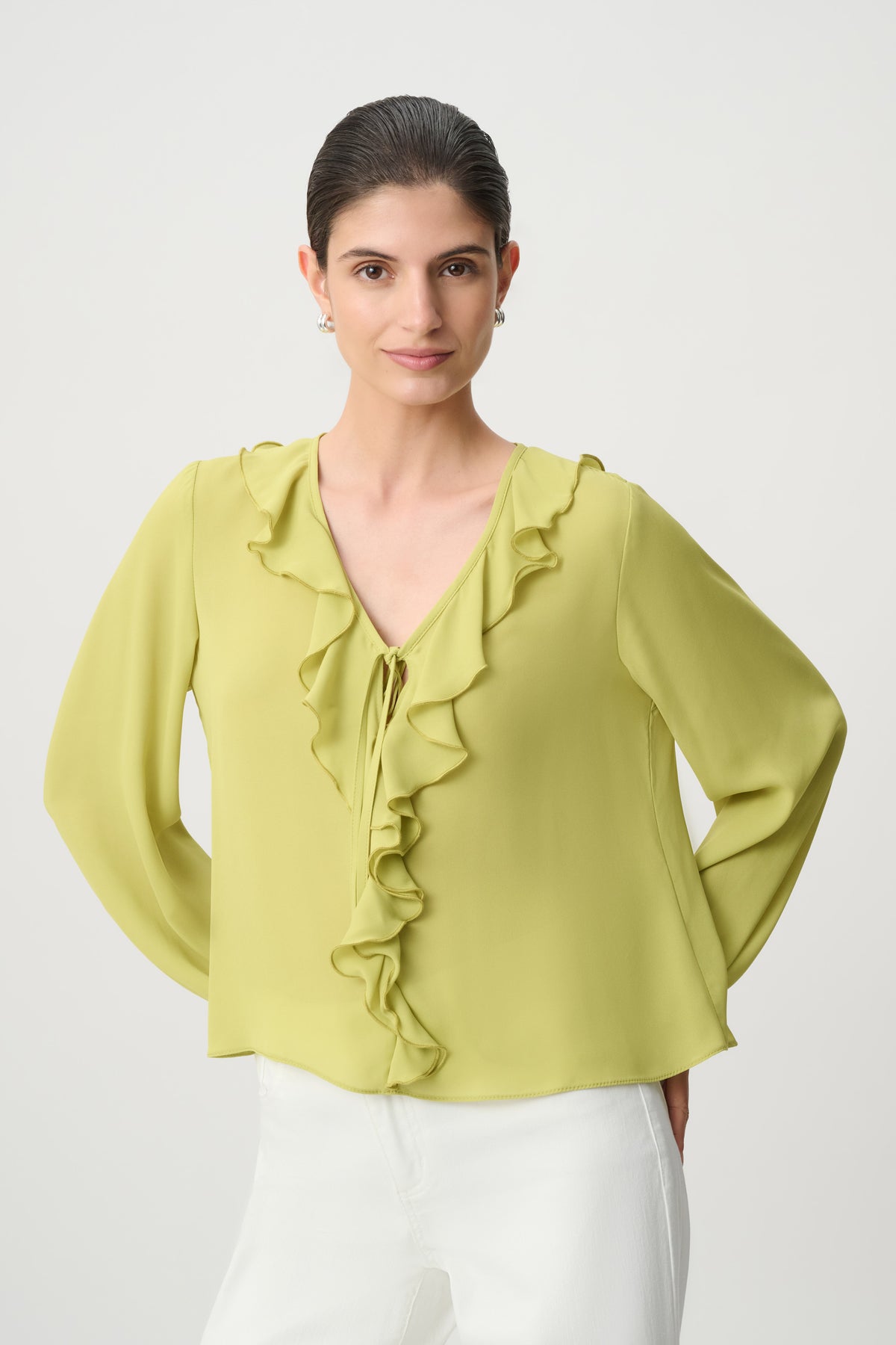 Joseph Ribkoff Georgette Ruffle Blouse - Wasabi
271180