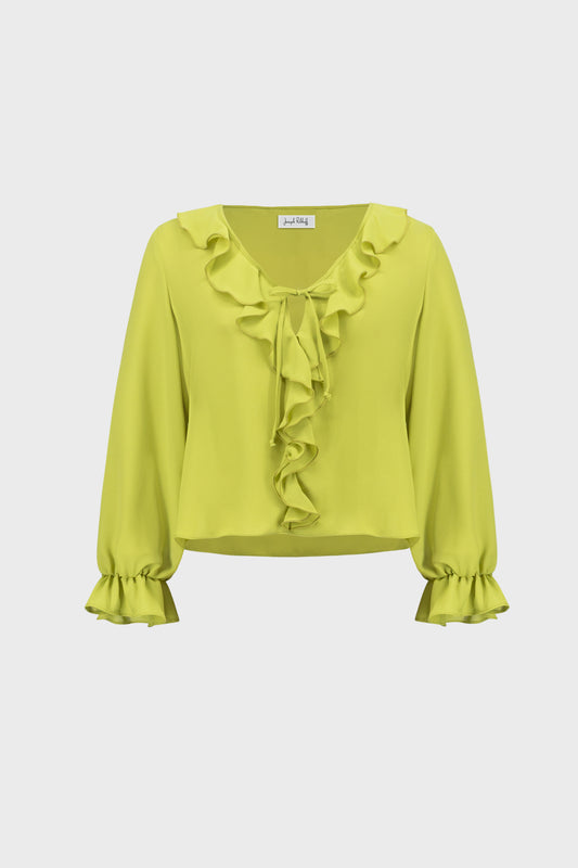 Joseph Ribkoff Georgette Ruffle Blouse - Wasabi
271180