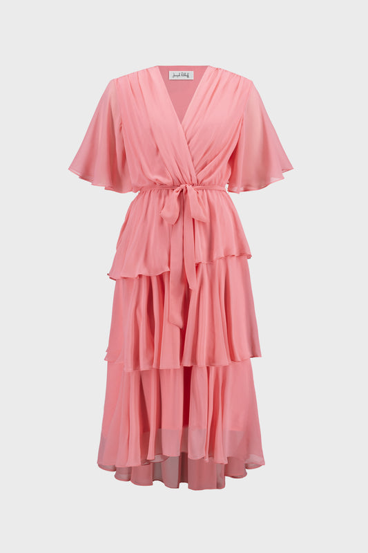 Joseph Ribkoff Chiffon Tiered Wrap Dress - Bellini
271763