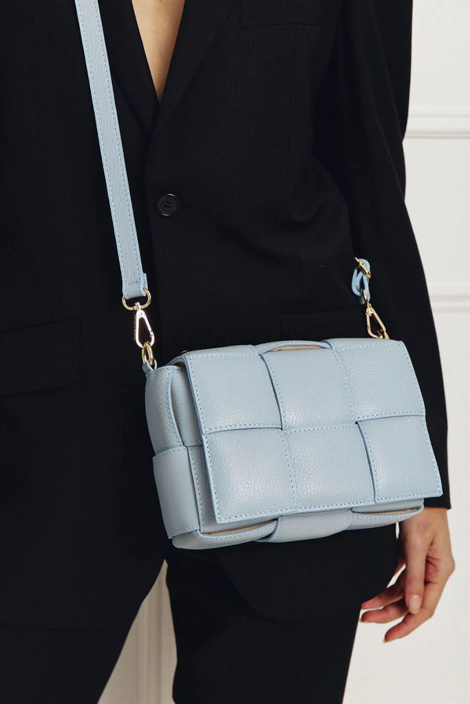 Vestirsi Margot Powder Blue Leather Woven Bag