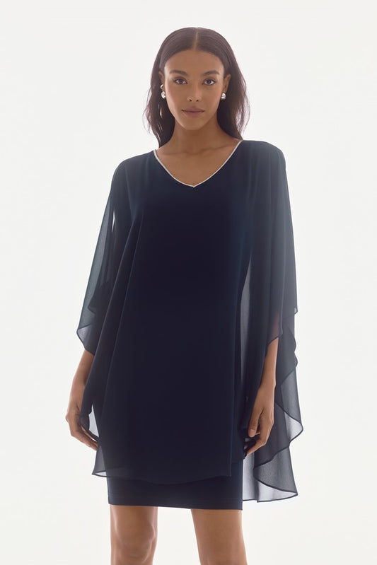 Joseph Ribkoff Signature Chiffon and Silky Knit Layered Dress
251746 Midnight