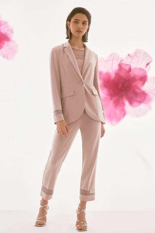 Joseph Ribkoff Silky Knit and Rhinestone Mesh Blazer
243752 - Sand