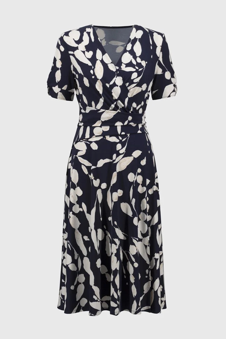 Joseph Ribkoff Silky Knit Abstract Print Wrap Dress
251014 Midnight/ Beige