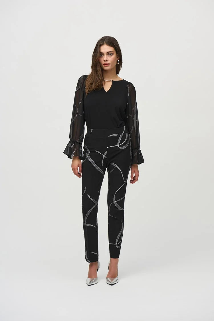 Joseph Ribkoff Silky Knit Abstract Print Pull-On Pants
244119