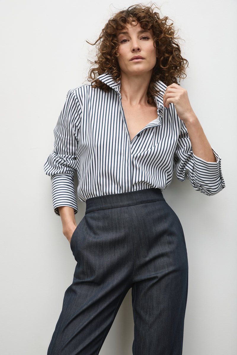 Mela Purdie Smooth Shirt F730 8560 - White/ Indigo