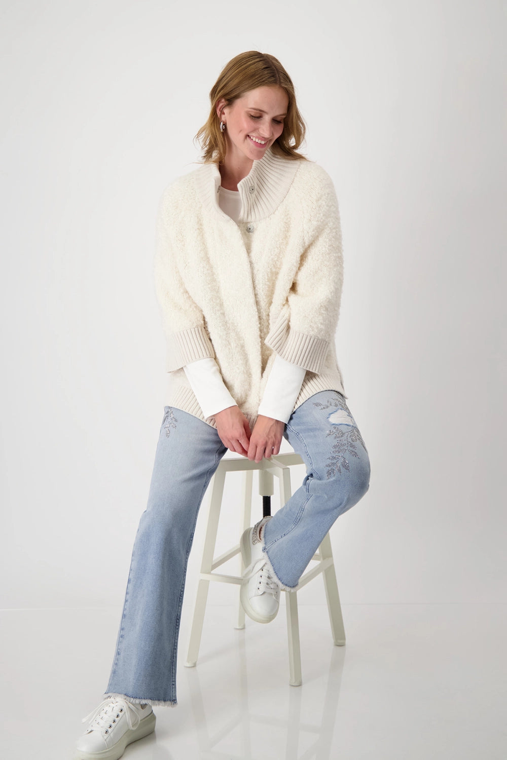 Monari Boucle Stand Up Collar Jacket Style 807906