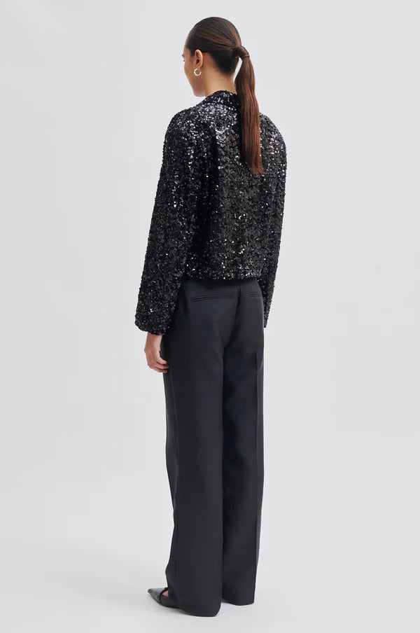 Second Female Luxurious Crop Blazer - Black