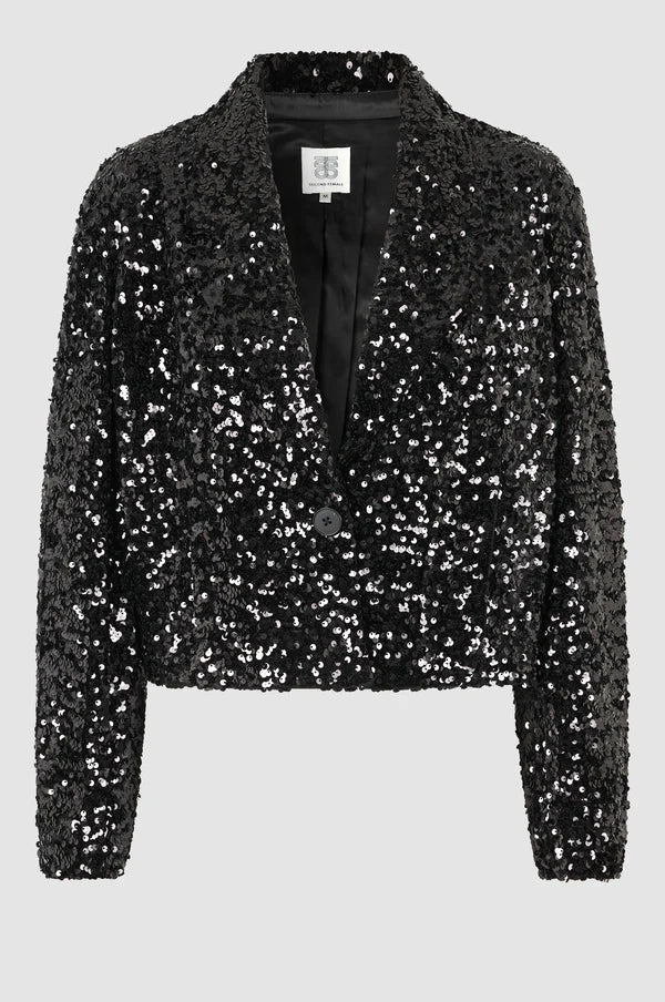 Second Female Luxurious Crop Blazer - Black