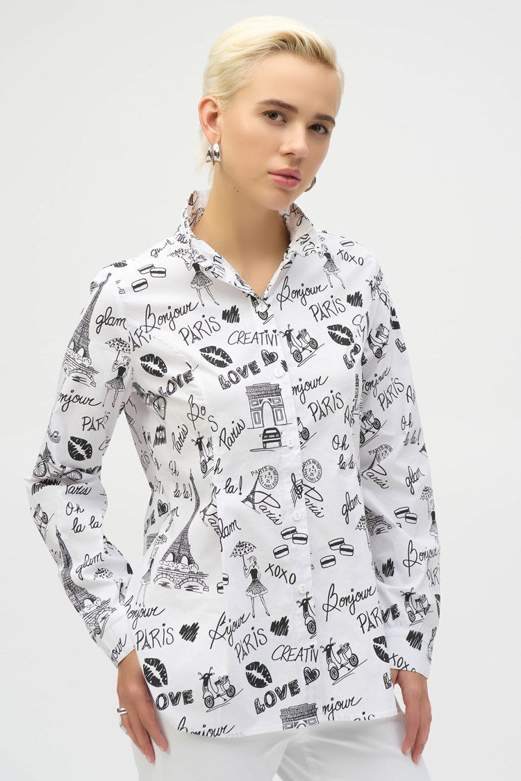 Joseph Ribkoff Woven Conversational Print Fit and Flare Blouse
252929