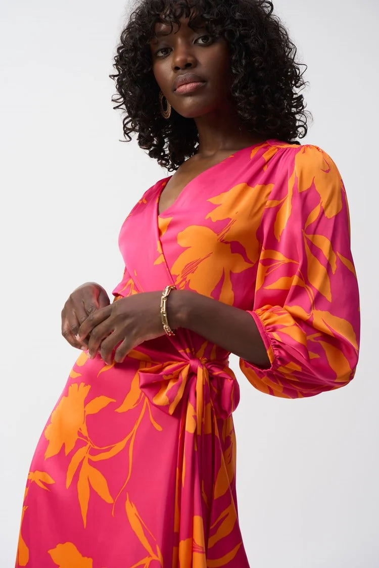 Joseph Ribkoff Satin Floral Print Wrap Dress
251906
