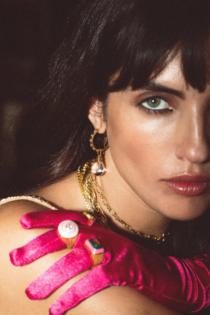 Mountain & Moon Ines Earrings - Crystal Quartz & CZ