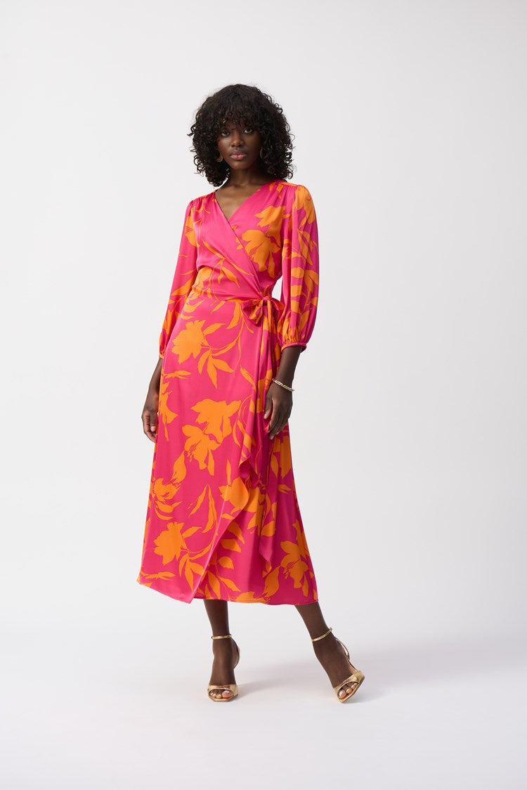 Joseph Ribkoff Satin Floral Print Wrap Dress
251906