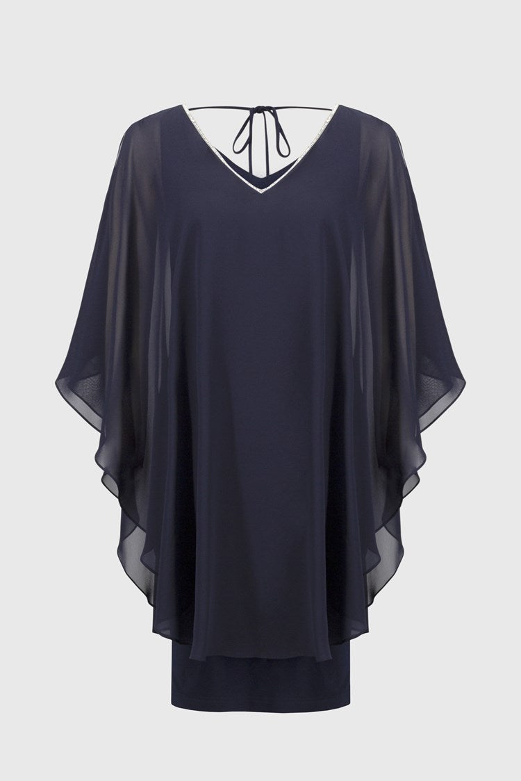 Joseph Ribkoff Signature Chiffon and Silky Knit Layered Dress
251746 Midnight