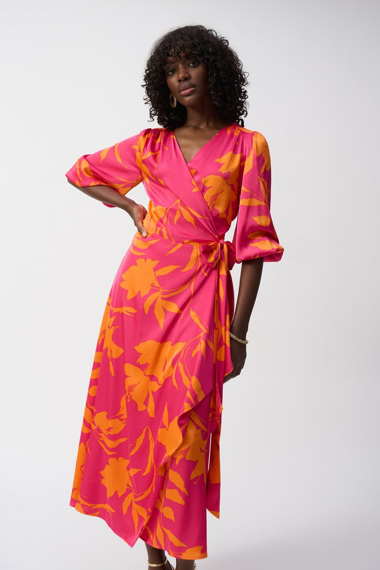 Joseph Ribkoff Satin Floral Print Wrap Dress
251906