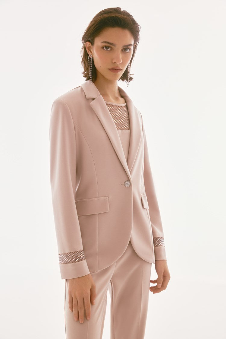 Joseph Ribkoff Silky Knit and Rhinestone Mesh Blazer
243752 - Sand