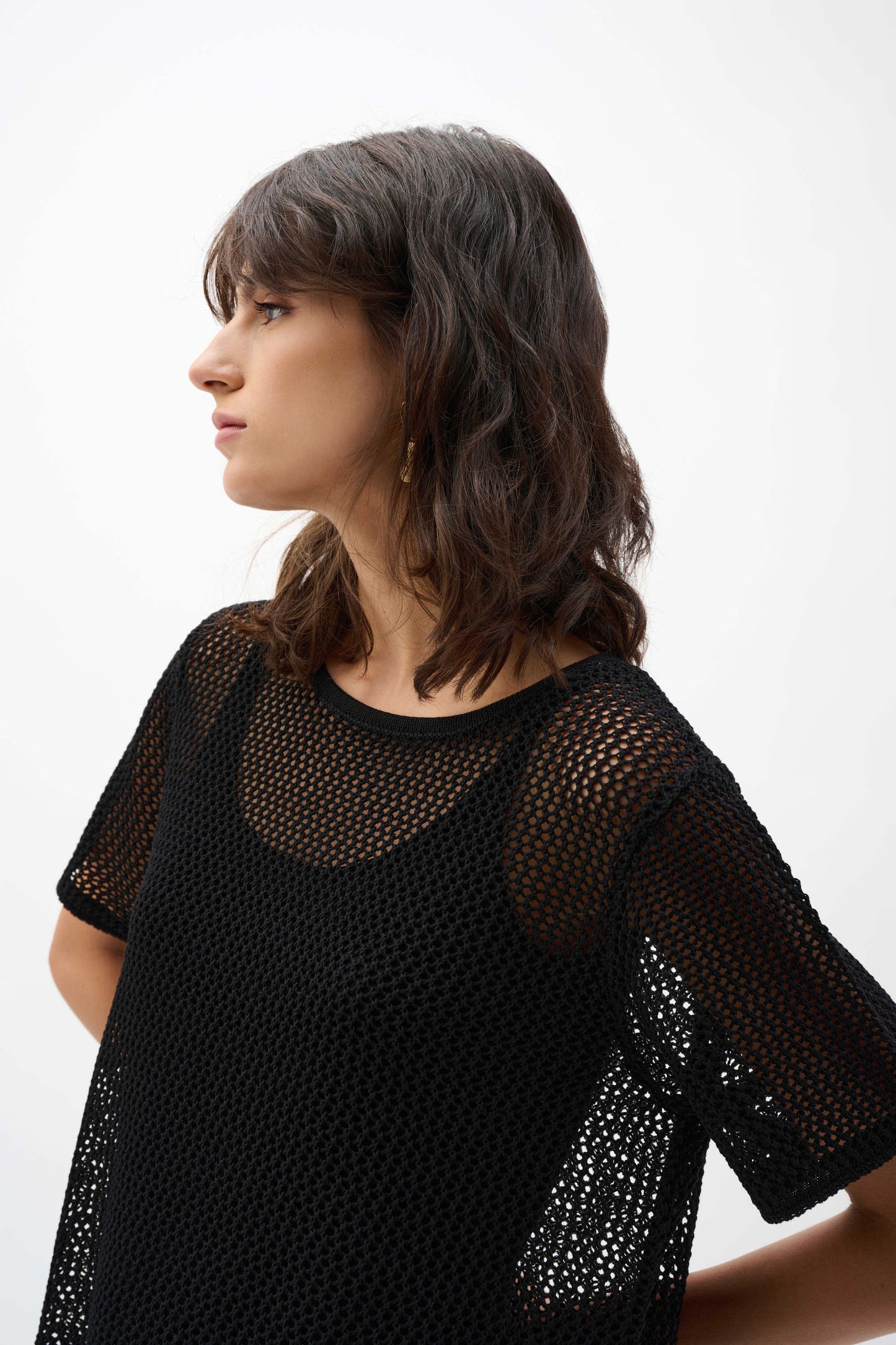 Joseph Ribkoff Viscose Sweater Knit Top With Fringe Trim 262928