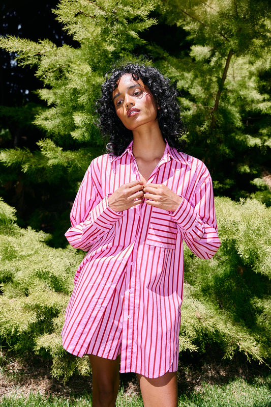 ASTON STUDIO Buddy Shirt - MAGENTA STRIPE